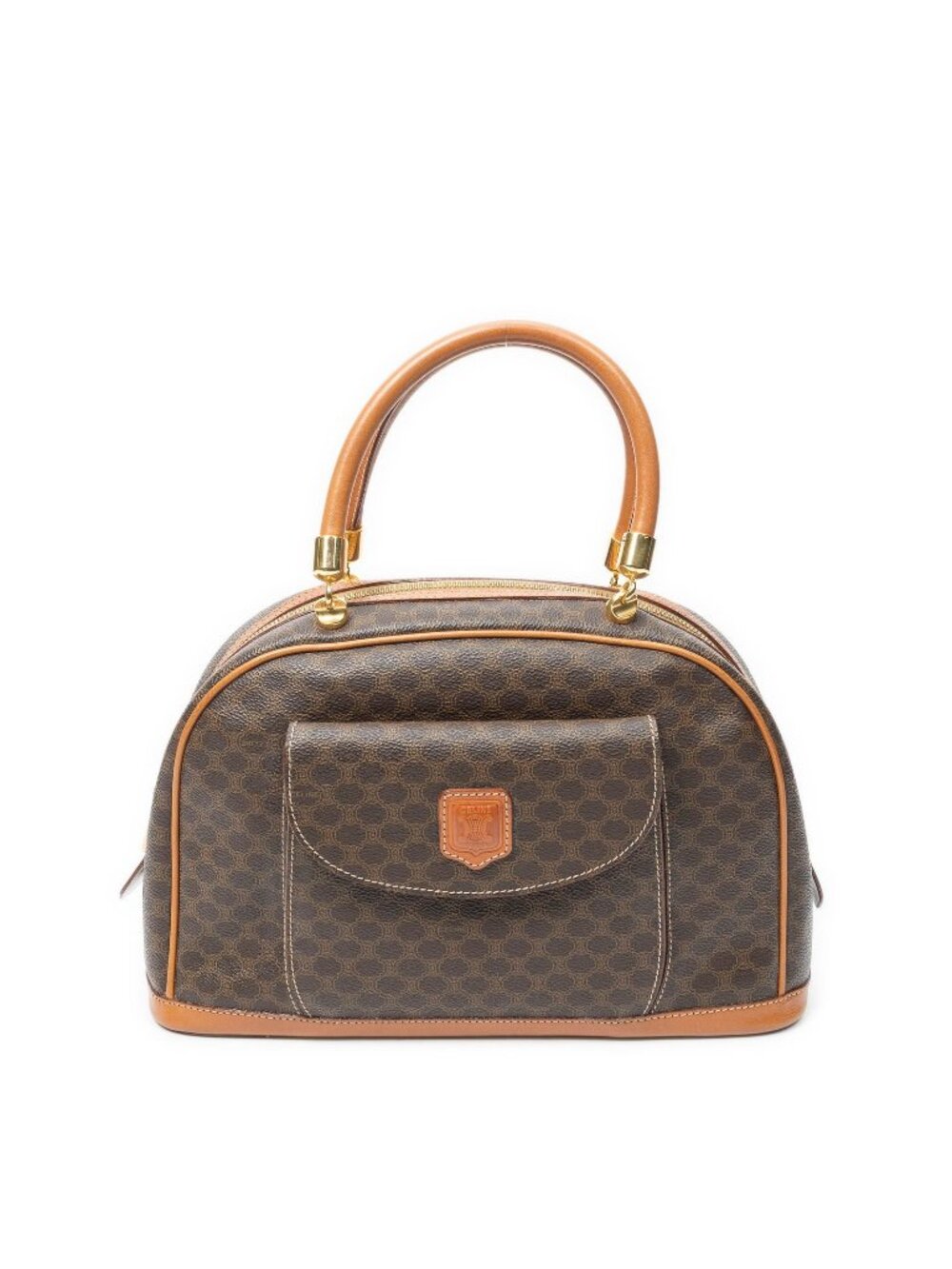 Celine Vintage Front Pocket Dome Bag Brown Macadam Canvas
